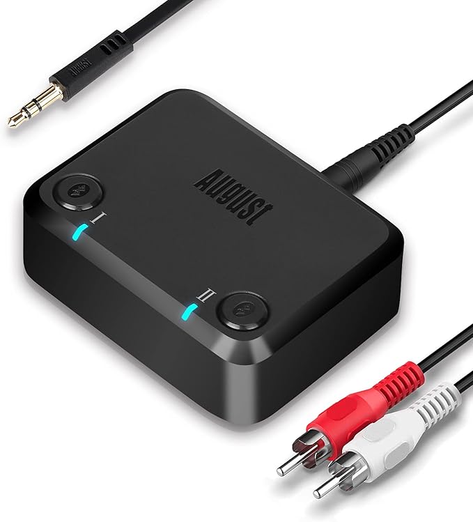 August MR270 HD – Bluetooth Audio Dual Transmitter Sender mit Bluetooth v5.0 / aptX HD und 15h Akkulaufzeit – Kabelloser Bluetooth Adapter zur Audioübertragung an bis zu 2 Kopfhörer/Lautsprecher